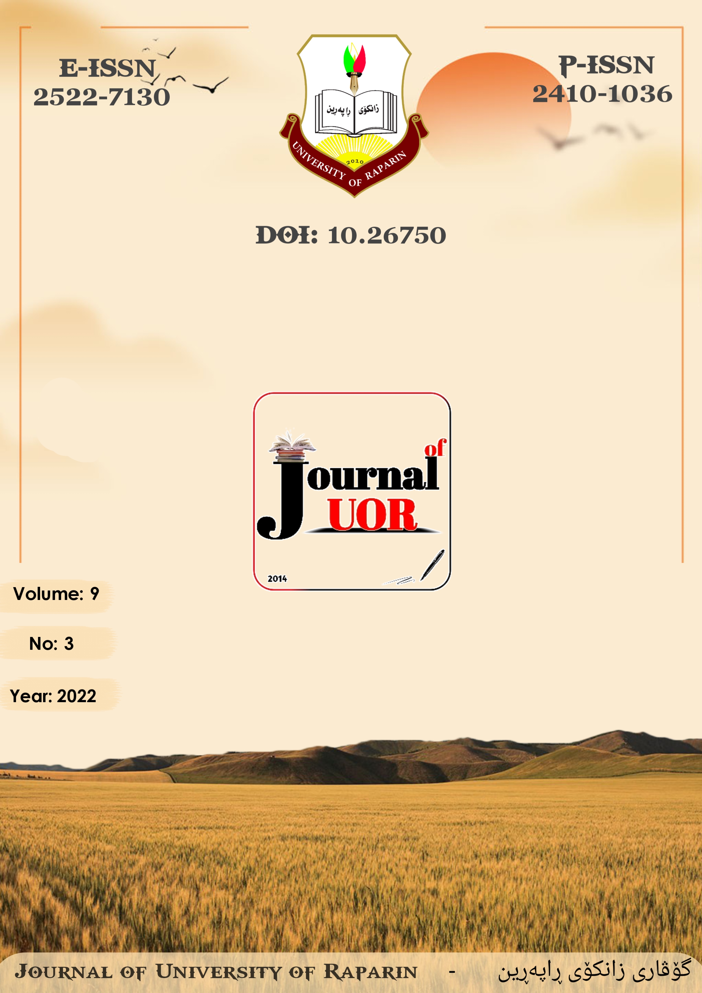 					View Vol. 9 No. 3 (2022): Journal of University of Raparin
				