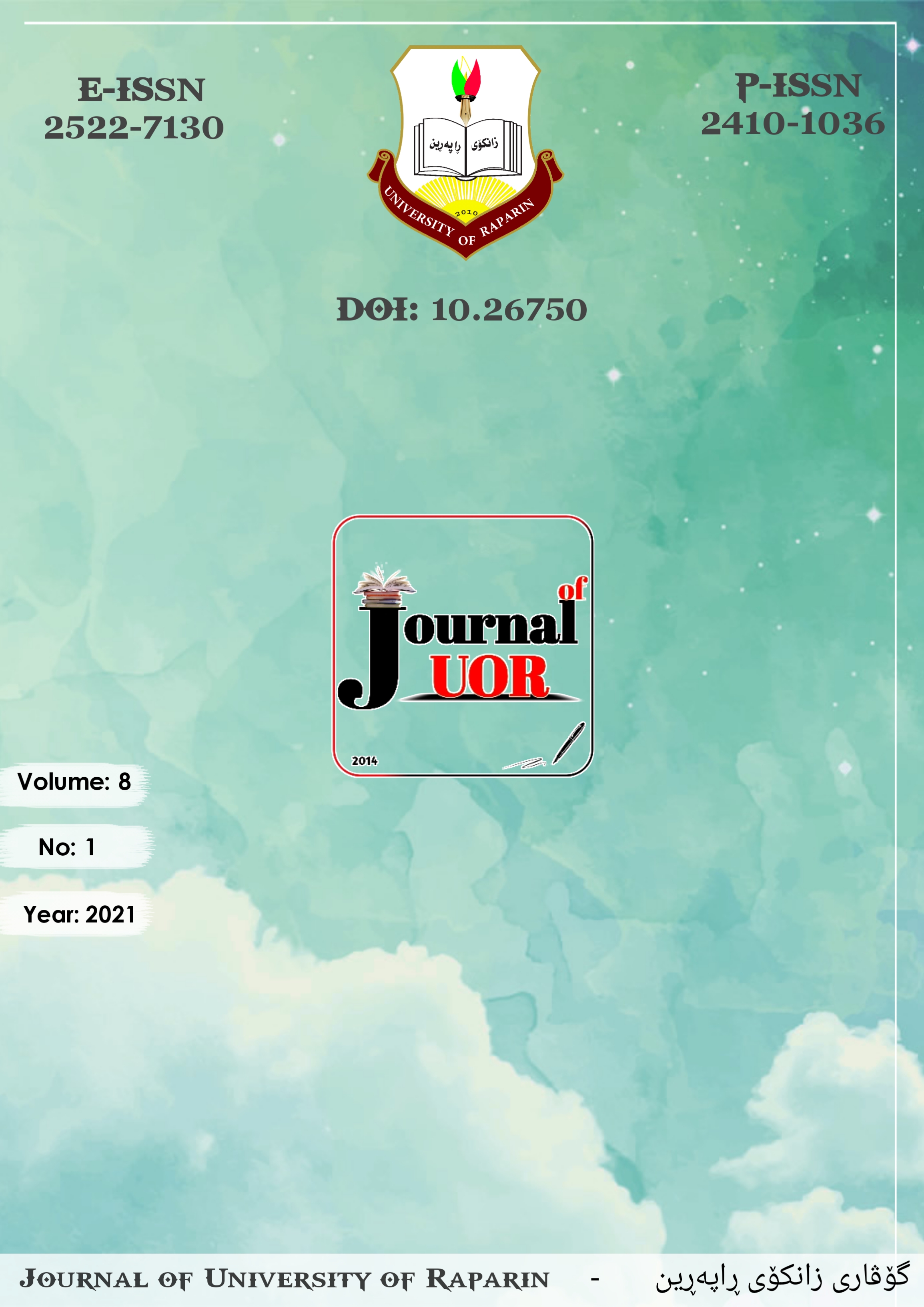 					View Vol. 8 No. 1 (2021): Journal of University of Raparin
				